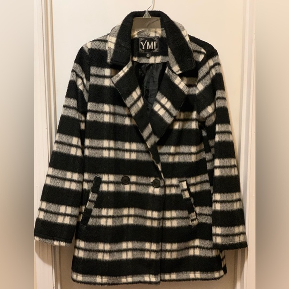🖤YMI Plaid Double-Breasted Pea Coat🤍 - Picture 3 of 7